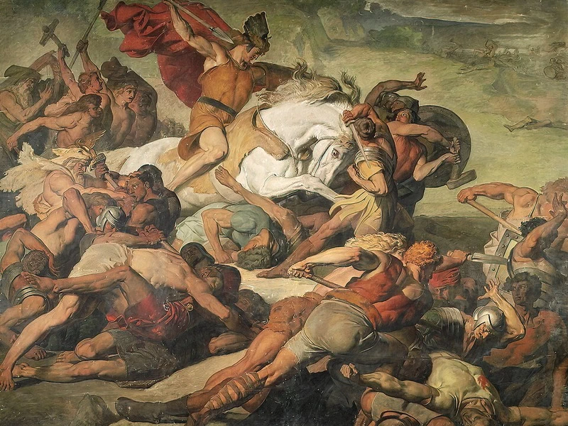 1844-Johann Peter Teodor Janssen - Hermann (Arminius) alla battaglia della foresta di Teutoburgo nel 9 d.C.